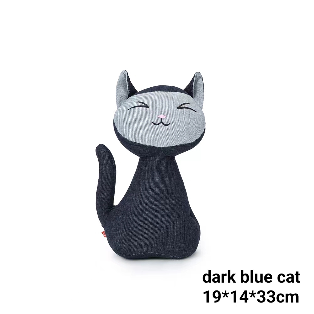 Dark blue handmade embroidered Cat toy stitched，generation Z Not lonely pets