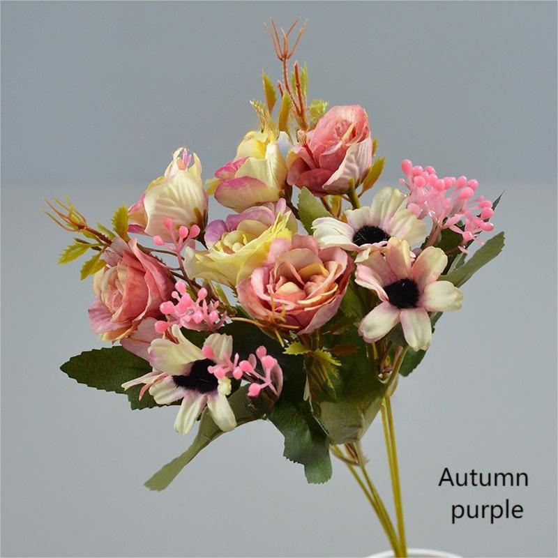 Rose Daisy Faux Flowers Bouquet Boho Mini Dry Flower Bouquets Letterbox Bouquet-Apripex