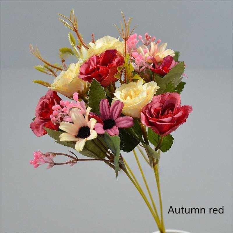 Rose Daisy Faux Flowers Bouquet Boho Mini Dry Flower Bouquets Letterbox Bouquet-Apripex