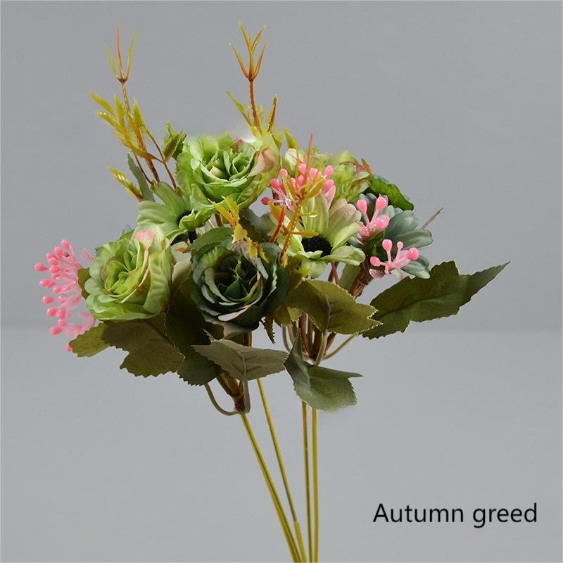 Rose Daisy Faux Flowers Bouquet Boho Mini Dry Flower Bouquets Letterbox Bouquet-Apripex