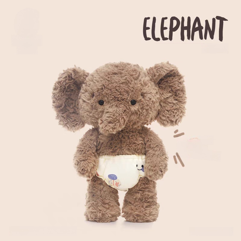 Shy Elephant Plush Toy with Outfits – Ultra Soft Dressable Stuffed Animal for Adults Cute & Collectible Bashful Doll Figures Gift for Anxiety Relief and Home Decor