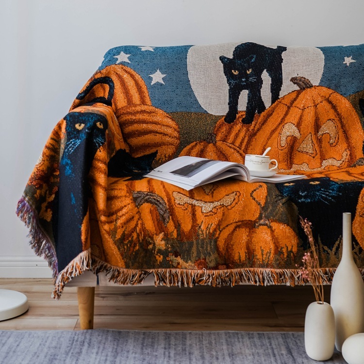 Halloween Blanket with Fringe