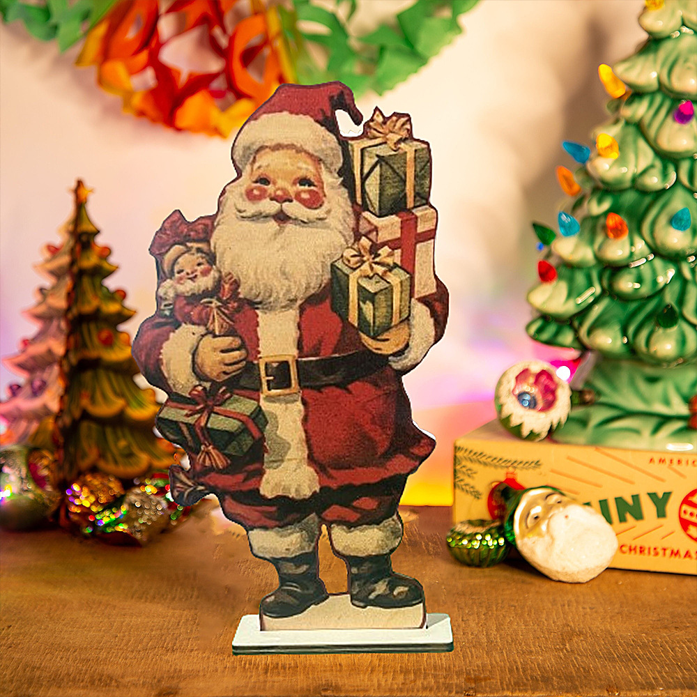 Wooden Santa Claus desktop decoration ornaments Christmas party atmosphere decorations