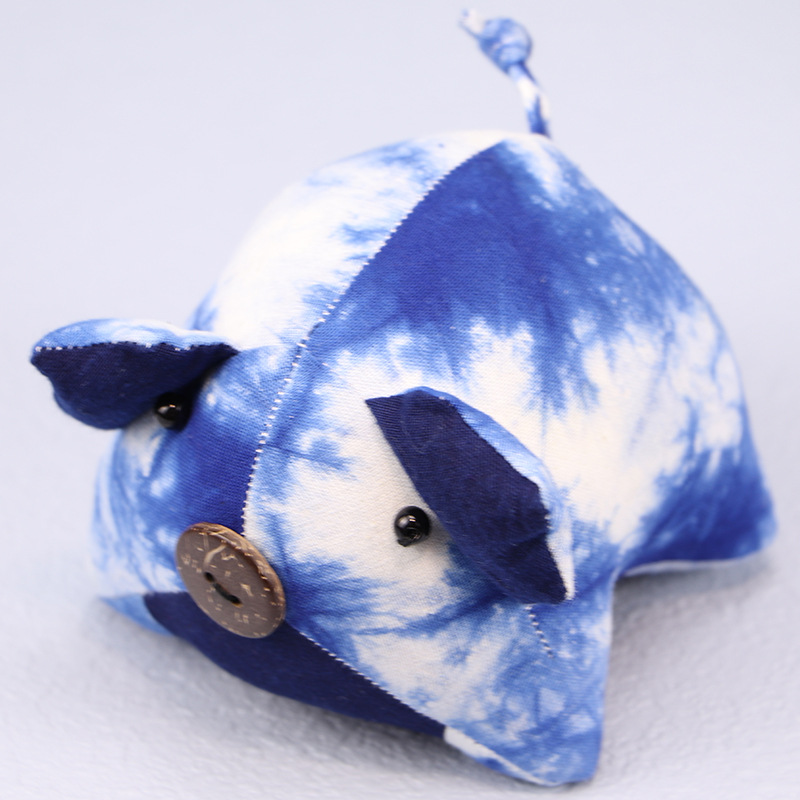 Handmade Toys Tie-Dye Dolls Piggy Classic Blue Yunnan Ethnic Style Lovely Decor Toys-Apripex