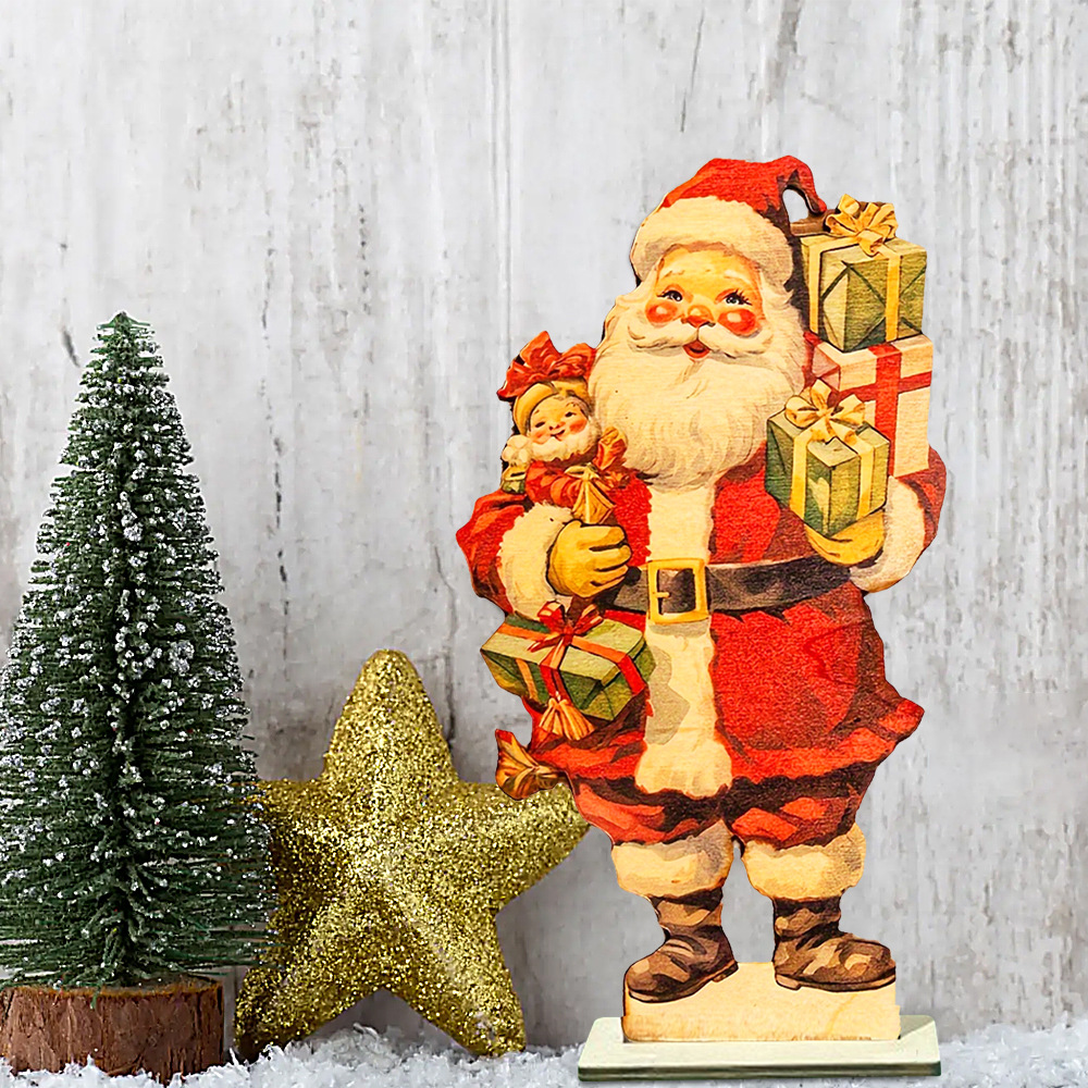 Wooden Santa Claus desktop decoration ornaments Christmas party atmosphere decorations