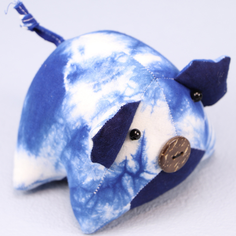 Handmade Toys Tie-Dye Dolls Piggy Classic Blue Yunnan Ethnic Style Lovely Decor Toys-Apripex