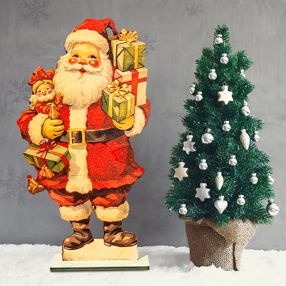 Wooden Santa Claus desktop decoration ornaments Christmas party atmosphere decorations