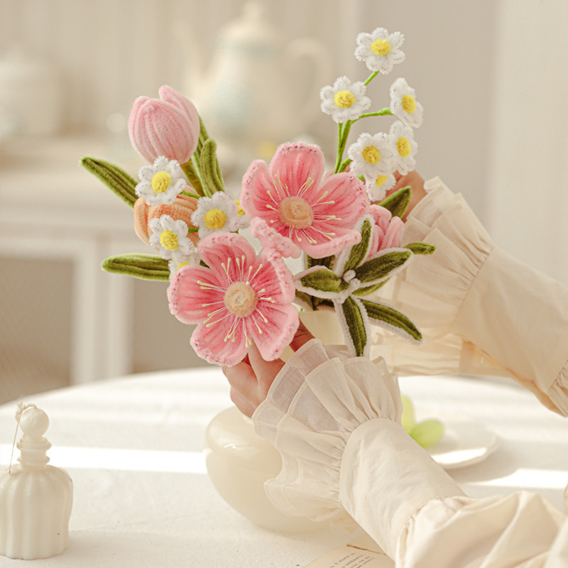 Handmade Twist Rod DIY Bouquet Faux Rose