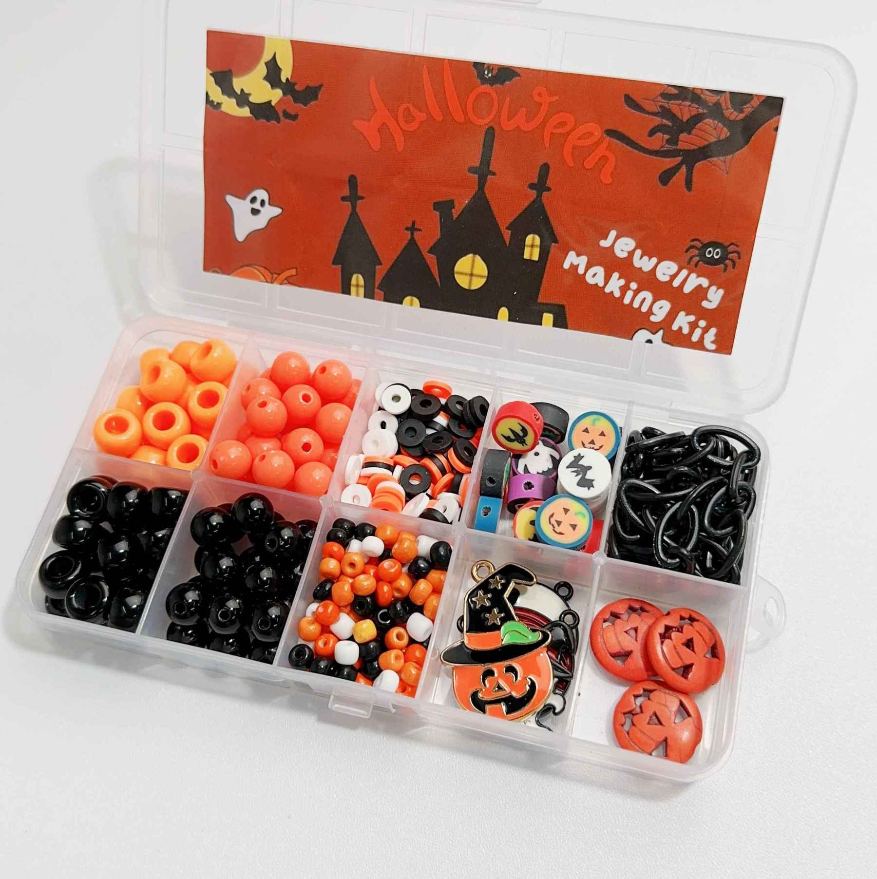 Halloween DIY Necklace Rings Kits For Kids Personalized Unique Gift Party Supply，100pcs-Apripex