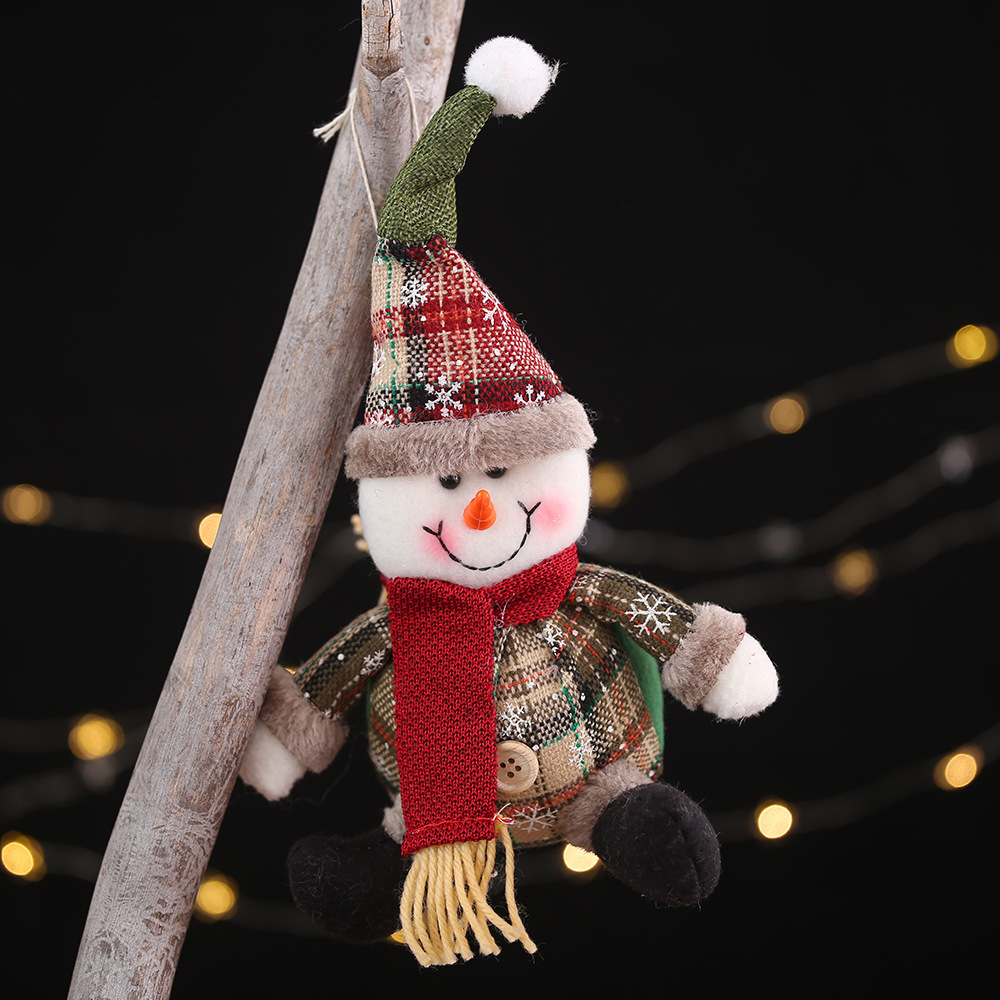 Christmas Decorations Checkered Cloth Button Spherical Christmas Pendant Fat Snowman Elk