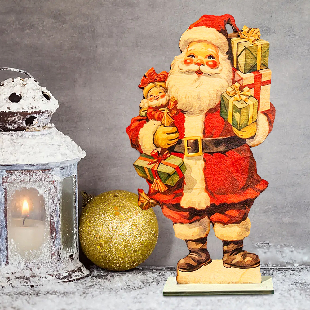 Wooden Santa Claus desktop decoration ornaments Christmas party atmosphere decorations