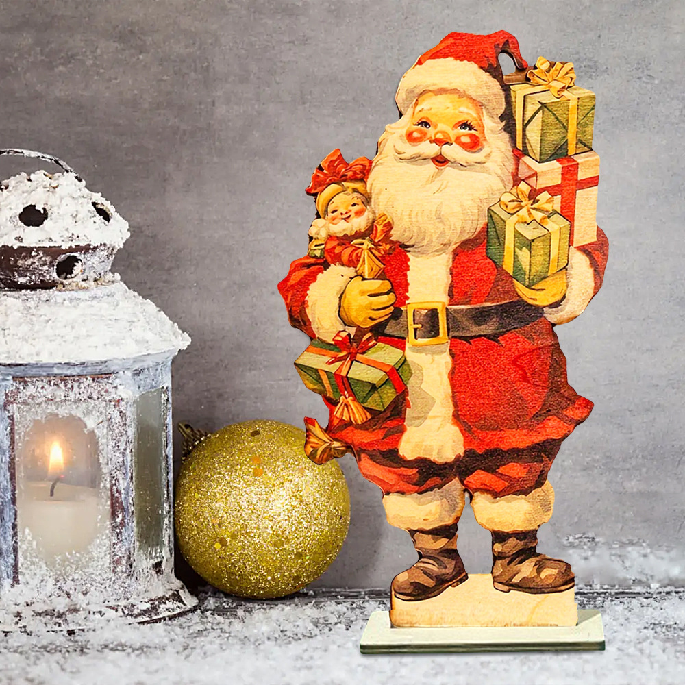 Wooden Santa Claus desktop decoration ornaments Christmas party atmosphere decorations
