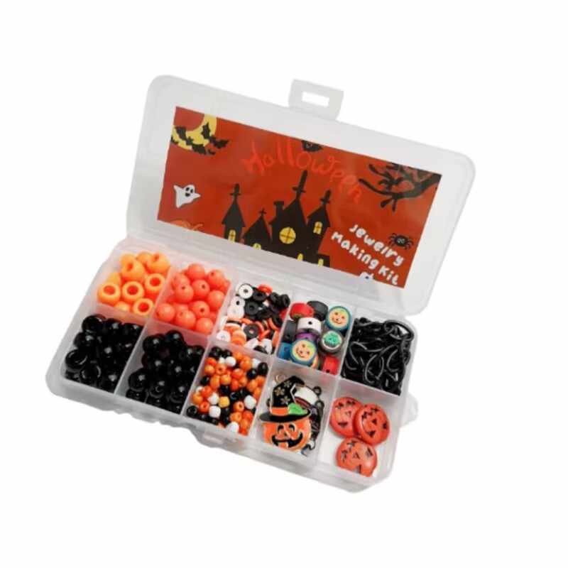 Halloween DIY Necklace Rings Kits For Kids Personalized Unique Gift Party Supply，100pcs-Apripex