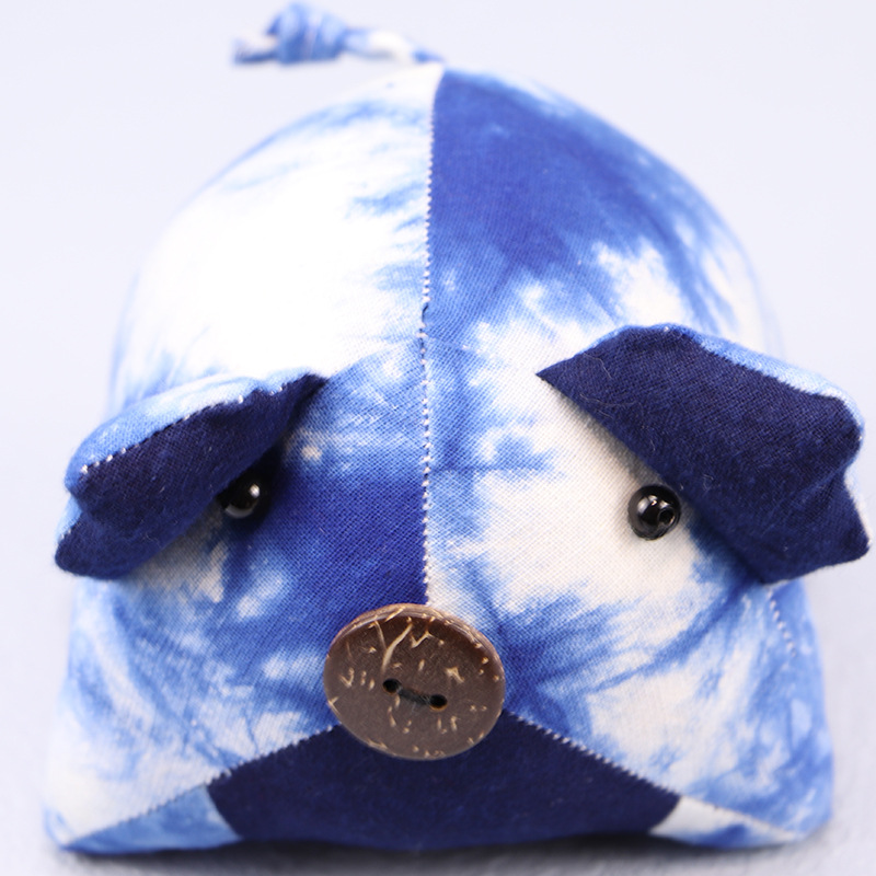 Handmade Toys Tie-Dye Dolls Piggy Classic Blue Yunnan Ethnic Style Lovely Decor Toys-Apripex