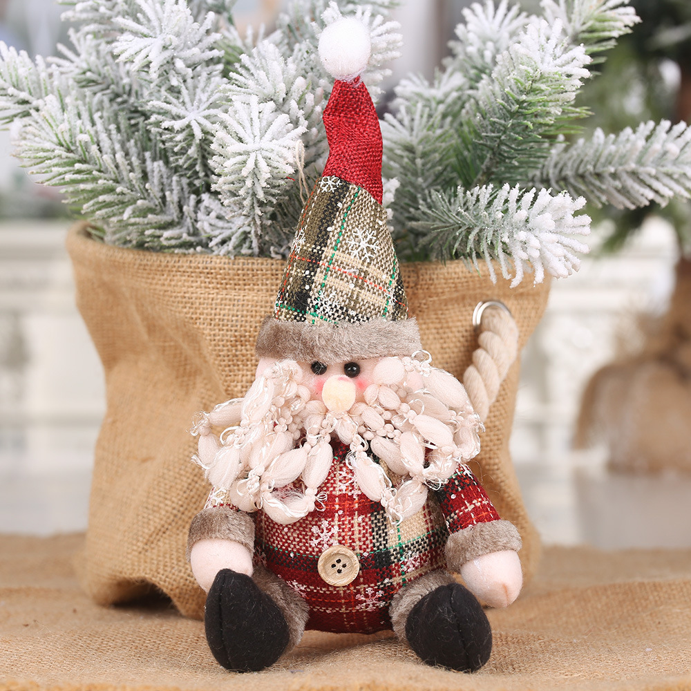 Christmas Decorations Checkered Cloth Button Spherical Christmas Pendant Fat Snowman Elk