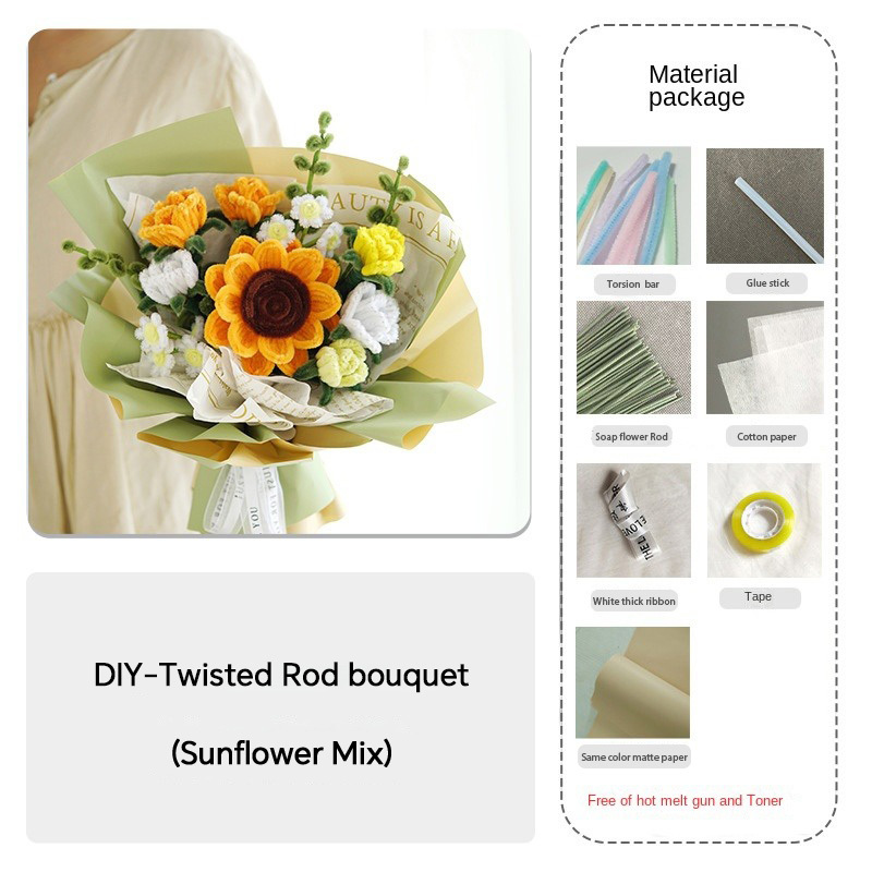 Handmade Cloth Flowers DIY Material Bouquet Weaving and Making Floral 