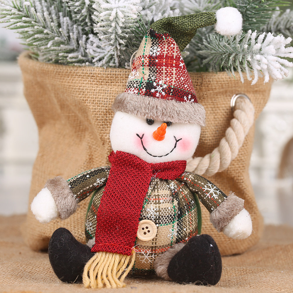 Christmas Decorations Checkered Cloth Button Spherical Christmas Pendant Fat Snowman Elk