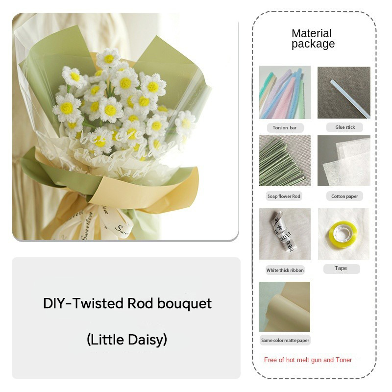 Handmade Cloth Flowers DIY Material Bouquet Weaving and Making Floral Fabric Gift Giving