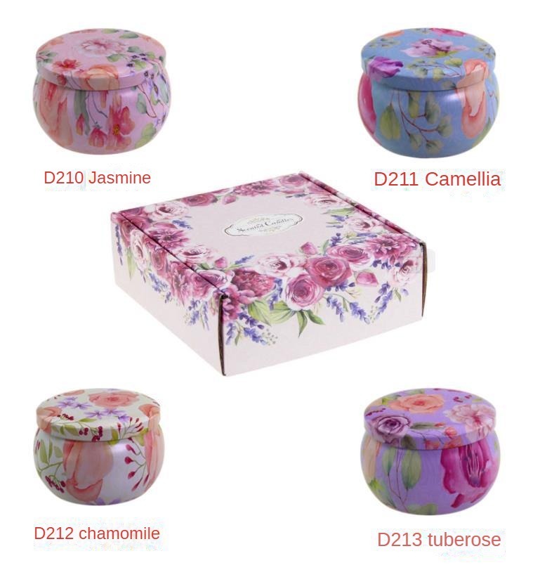 Aromatherapy Candle Set with Hand Gift Box, Soy Wax Extraction Fragrance Iron Box, Canned 4-piece Set