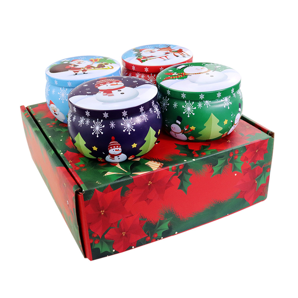 Aromatherapy Candle Set with Hand Gift Box, Soy Wax Extraction Fragrance Iron Box, Canned 4-piece Set