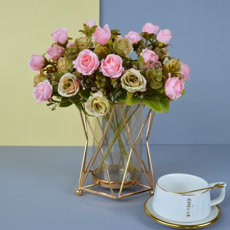 Rose Hot Pink Daisy Faux Flowers Bouquet for Bohemian Weddings and Bridal Flower Arrangements-Apripex