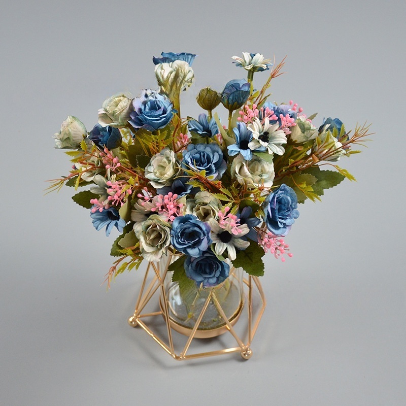 Rose Daisy Faux Flowers Bouquet Boho Mini Dry Flower Bouquets Letterbox Bouquet-Apripex