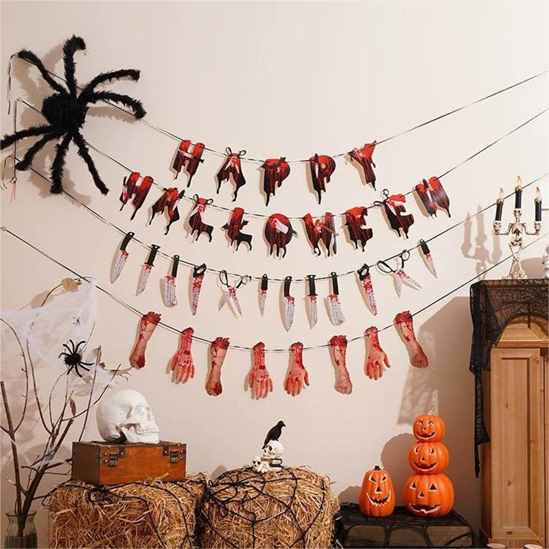 118 inch hangHalloween Decor Flag Banner Ghost Festival Horror Atmosphere Flag