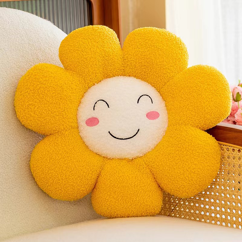 Giant Sunflower Throw Pillow Stuffed Toy Soft Sofa Cushion with smile