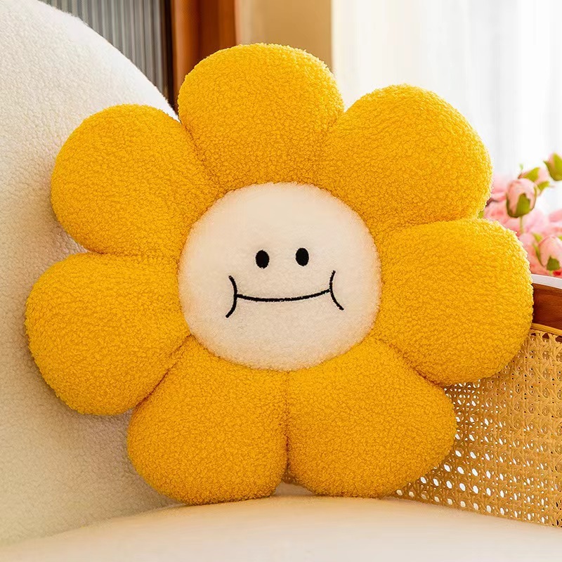 Giant Sunflower Throw Pillow Stuffed Toy Soft Sofa Cushion with smile
