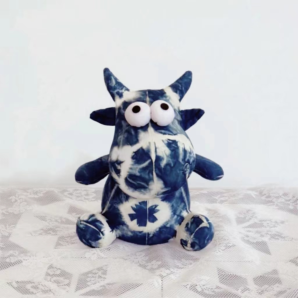 Cute Cattle Doll Stuffed Soft Toys Home Decoration Plush Cattle Animal Doll with tie-dye Pattern