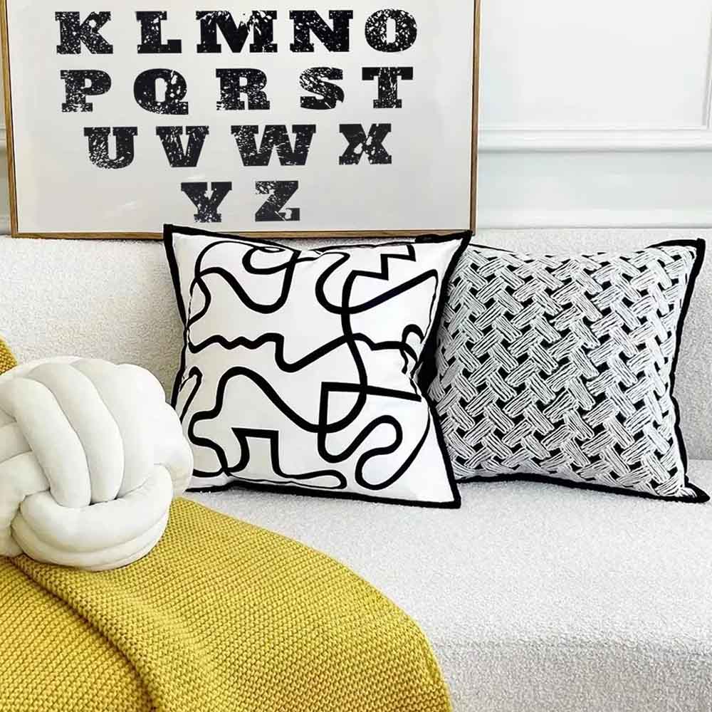 elegant comfortable Throw Pillow Minimalist Black & White line Art 