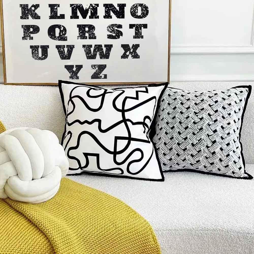 elegant comfortable Throw Pillow Minimalist Black & White line Art 