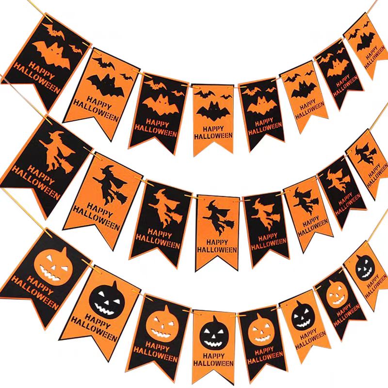 Happy Halloween Banner Halloween Party Decorations Indoor Outdoor Halloween Party Decor Kit 4pcs