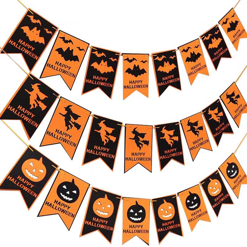 Happy Halloween Banner Halloween Party Decorations Indoor Outdoor Halloween Party Decor Kit 4pcs