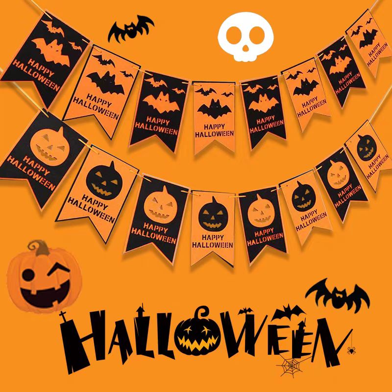 Happy Halloween Banner Halloween Party Decorations Indoor Outdoor Halloween Party Decor Kit 4pcs