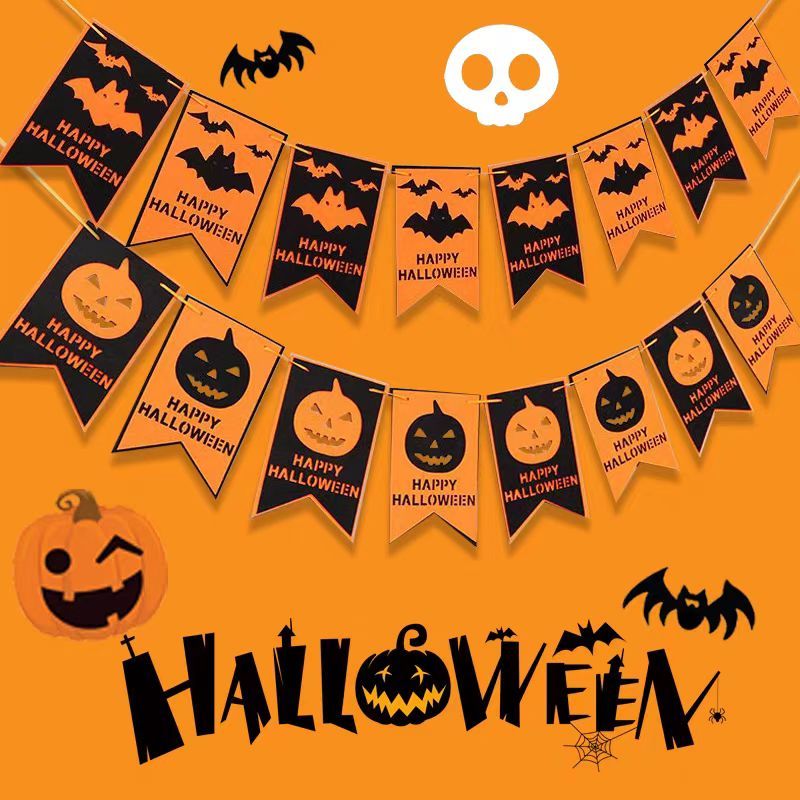 Happy Halloween Banner Halloween Party Decorations Indoor Outdoor Halloween Party Decor Kit 4pcs