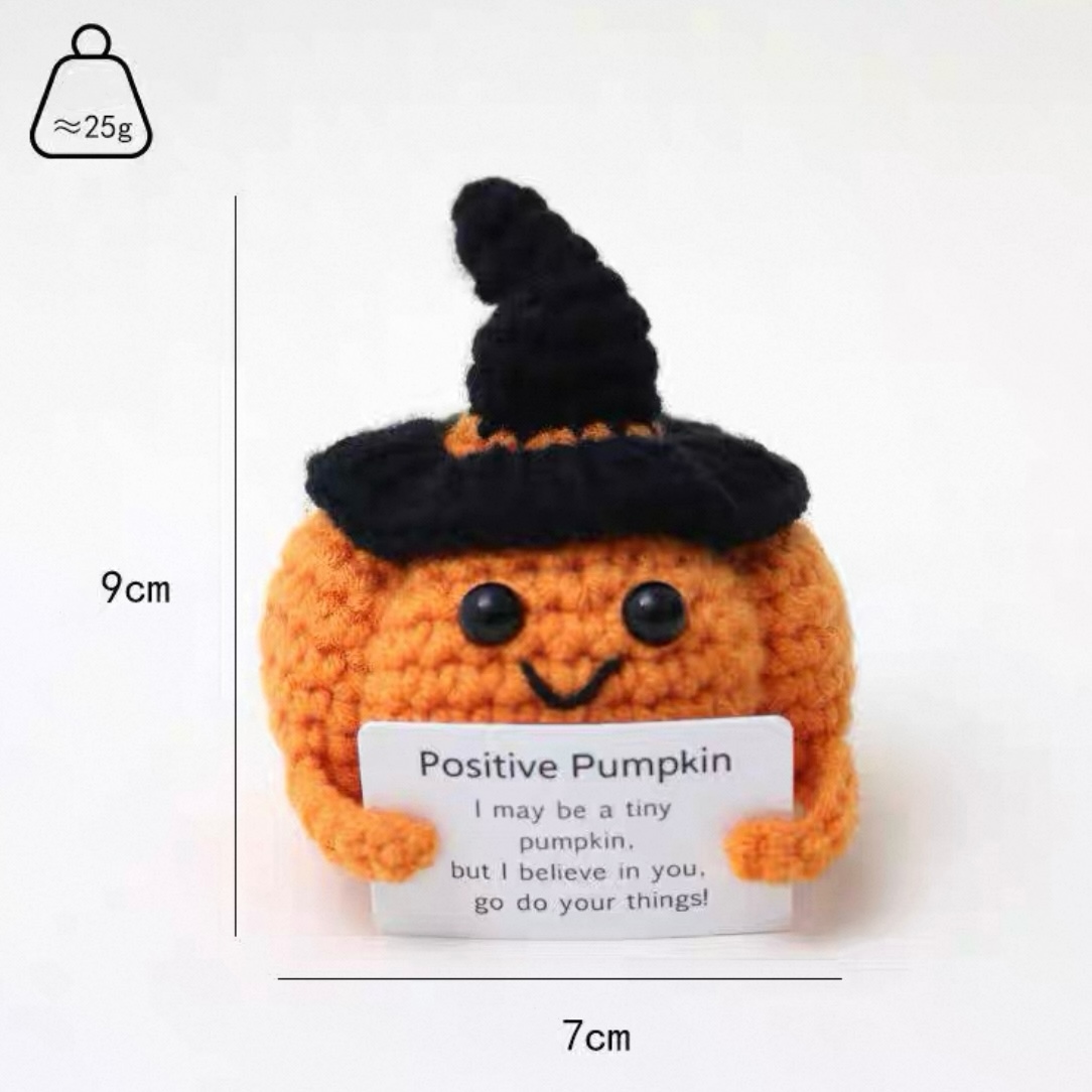 Emotional support Pumpkin crochet Pumpkin Handmade food themed Decor Positive message Pendant