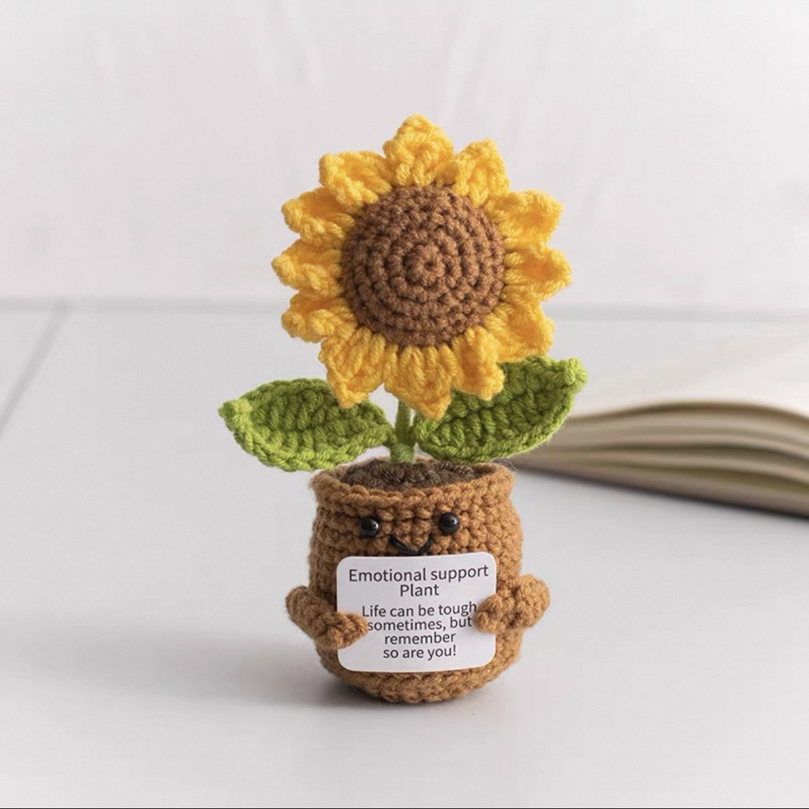 Emotional support bouquet crochet ornaments Handmade Flower themed Decor Positive message Pendant