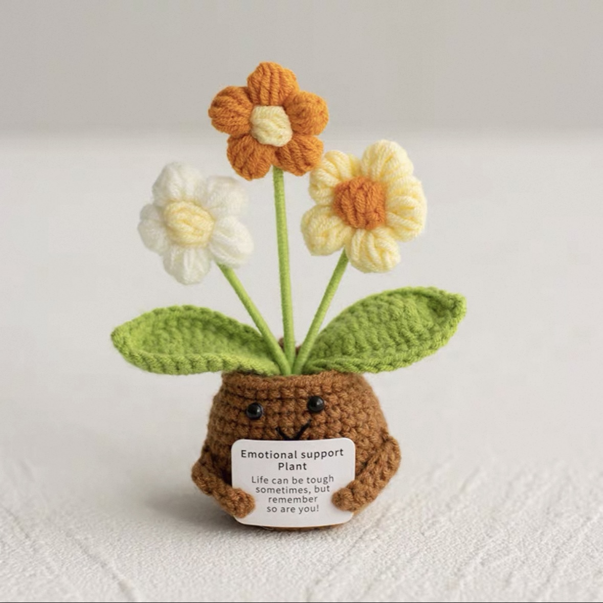 Emotional support bouquet crochet ornaments Handmade Flower themed Decor Positive message Pendant