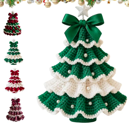 Handmade Crochet Christmas Tree Bow Decoration Knitted Doll Holiday Gift