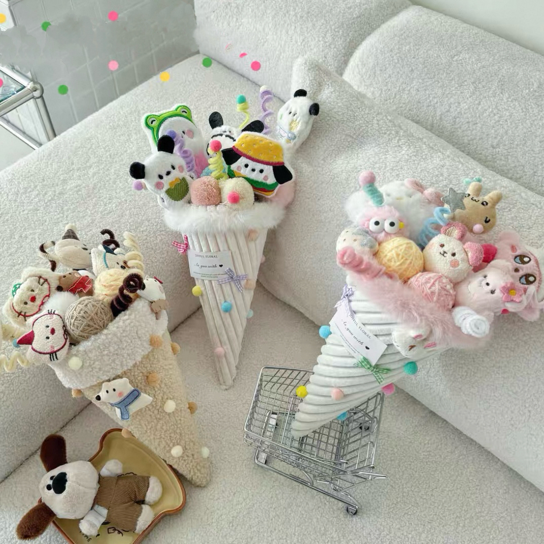 Ice Cream Hug Bucket Doll Bouquet Dolls Cartoon Plush Toys Creative Custom gift