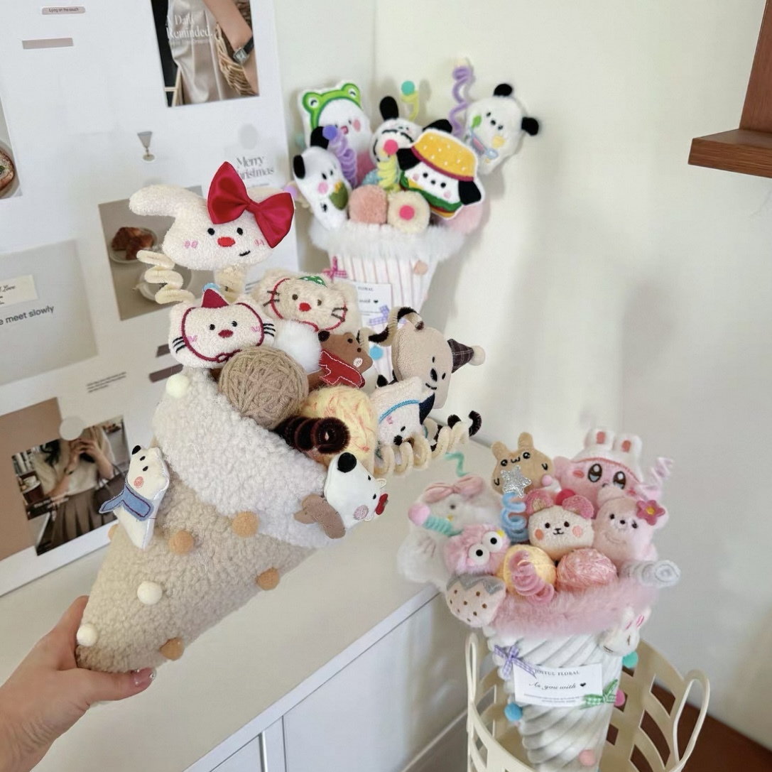 Ice Cream Hug Bucket Doll Bouquet Dolls Cartoon Plush Toys Creative Custom gift
