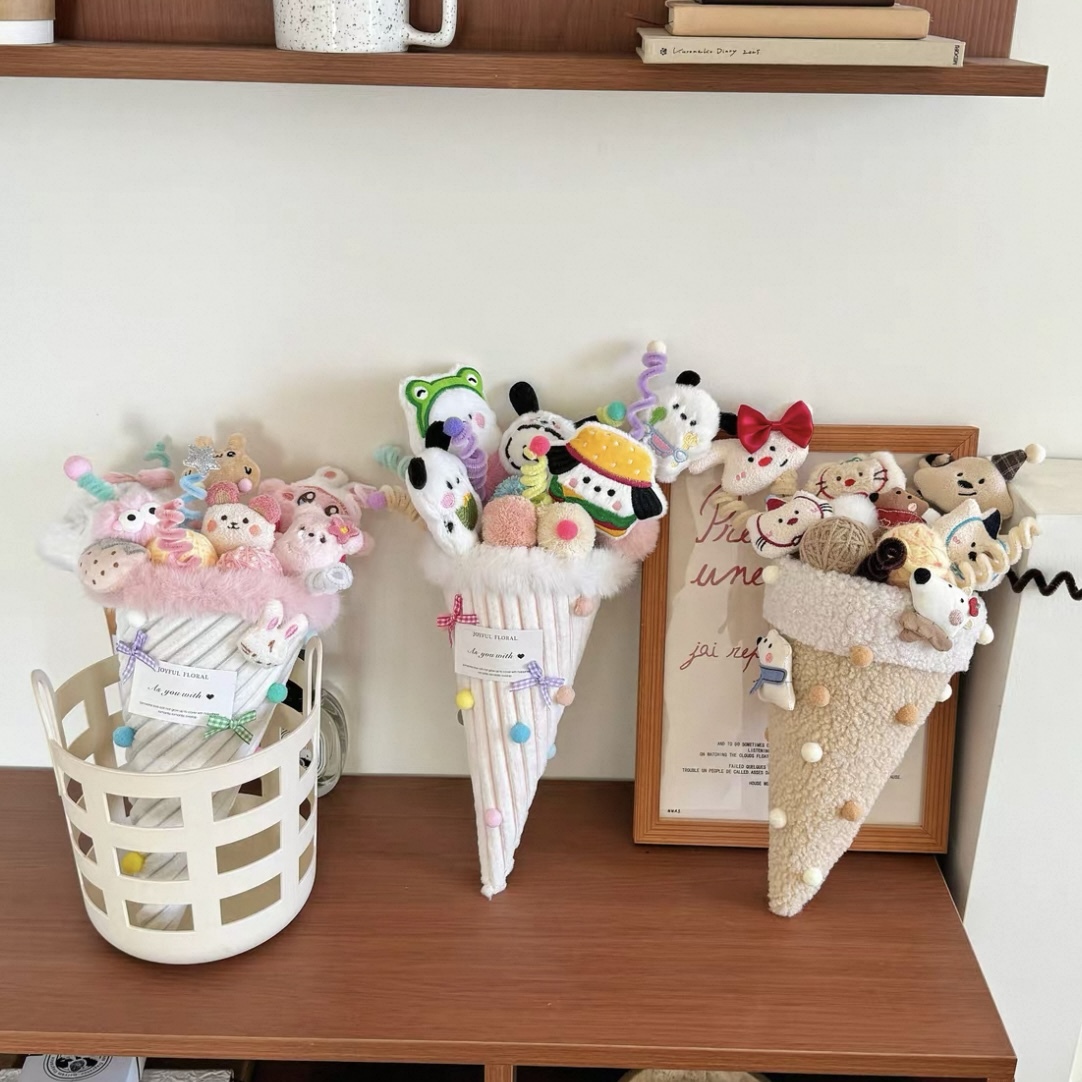Ice Cream Hug Bucket Doll Bouquet Dolls Cartoon Plush Toys Creative Custom gift