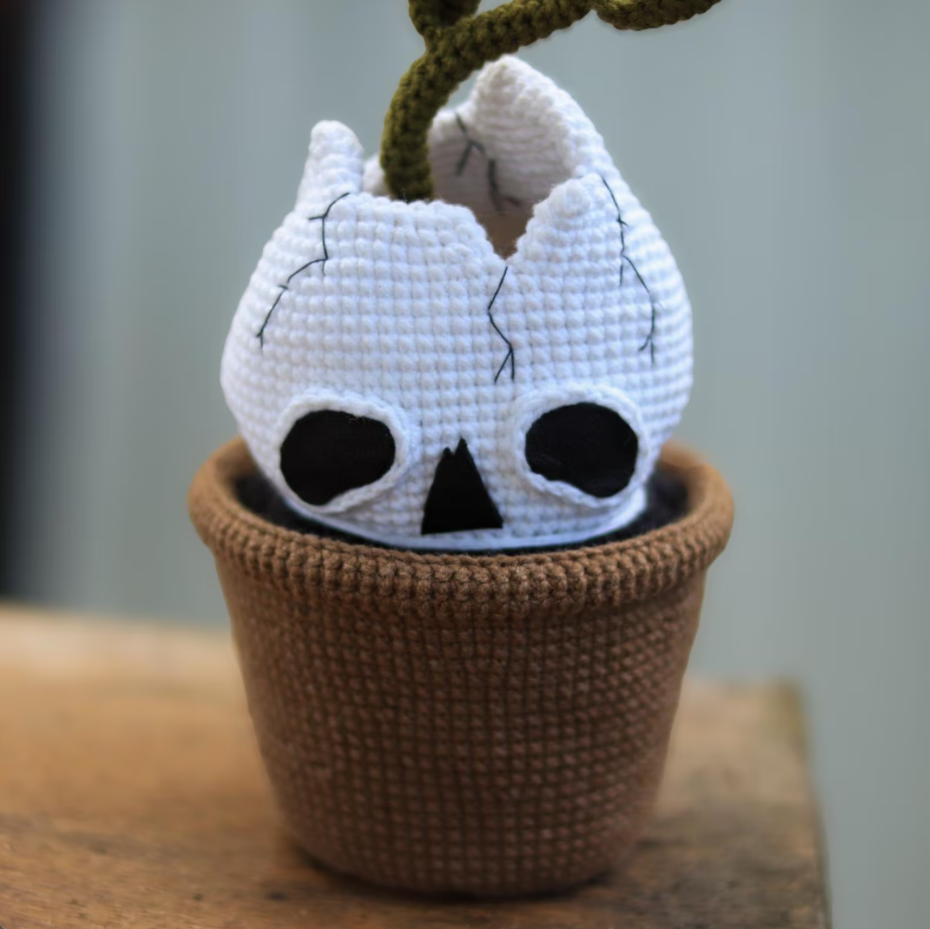 Crochet Skull Halloween PATTERN Amigurumi Flower in skull  Spooky gift Crochet plant DIY Design