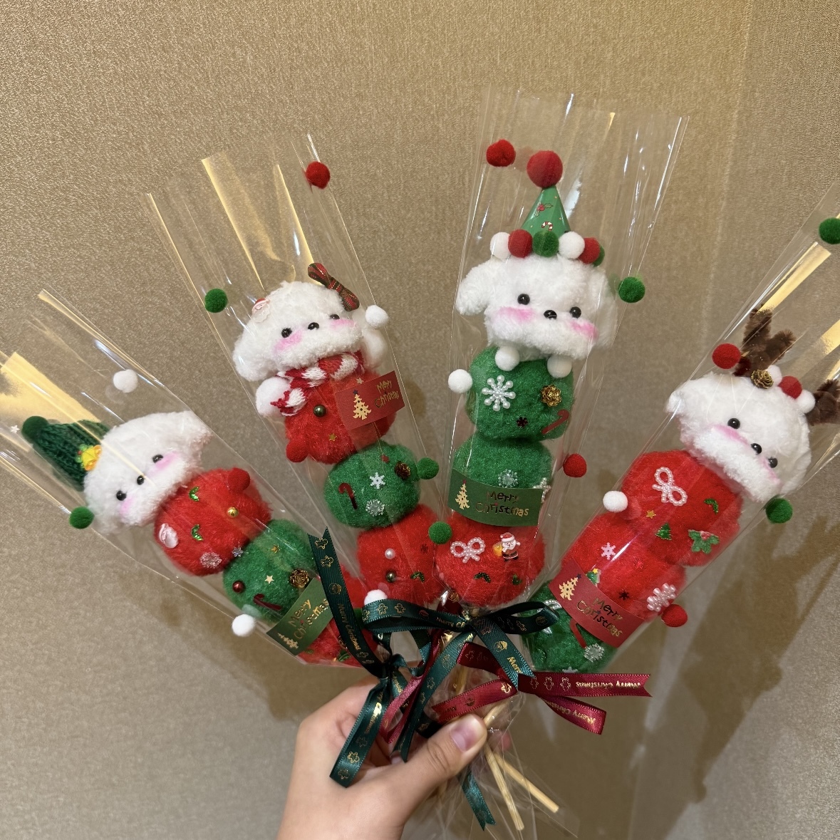 Handmade Christmas Puppy Tree Candied Haw Bouquet Creative Gift  Stuffed Animals