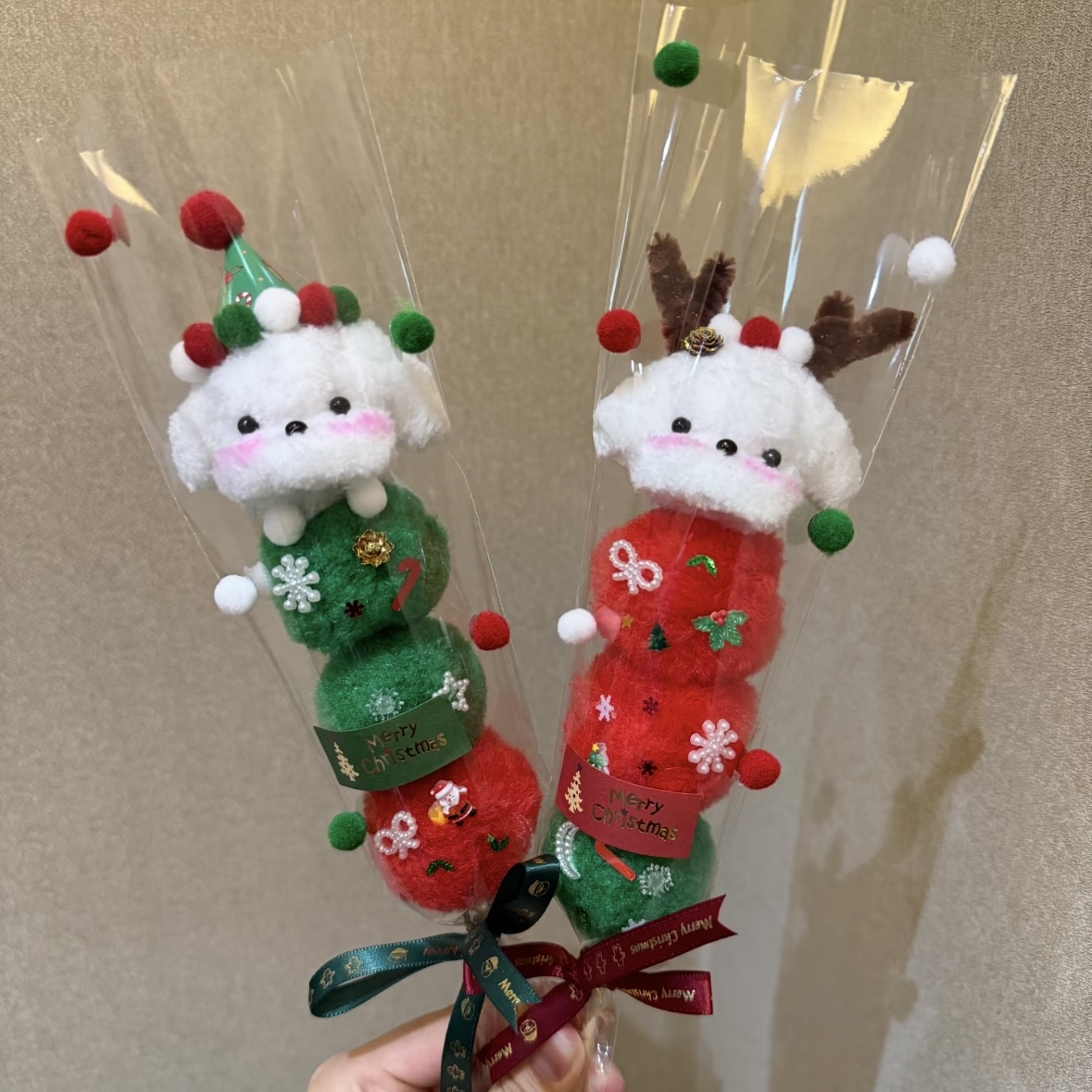 Handmade Christmas Puppy Tree Candied Haw Bouquet Creative Gift  Stuffed Animals