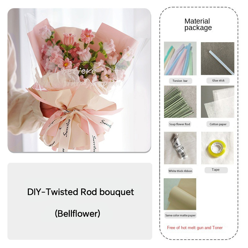 Handmade Cloth Flowers DIY Material Bouquet Weaving and Making Floral Fabric Gift Giving