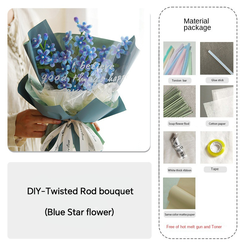 Handmade Cloth Flowers DIY Material Bouquet Weaving and Making Floral Fabric Gift Giving