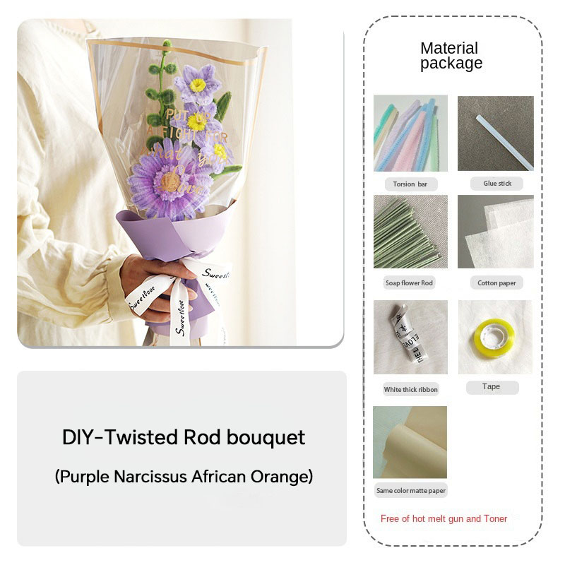 Handmade Cloth Flowers DIY Material Bouquet Weaving and Making Floral Fabric Gift Giving