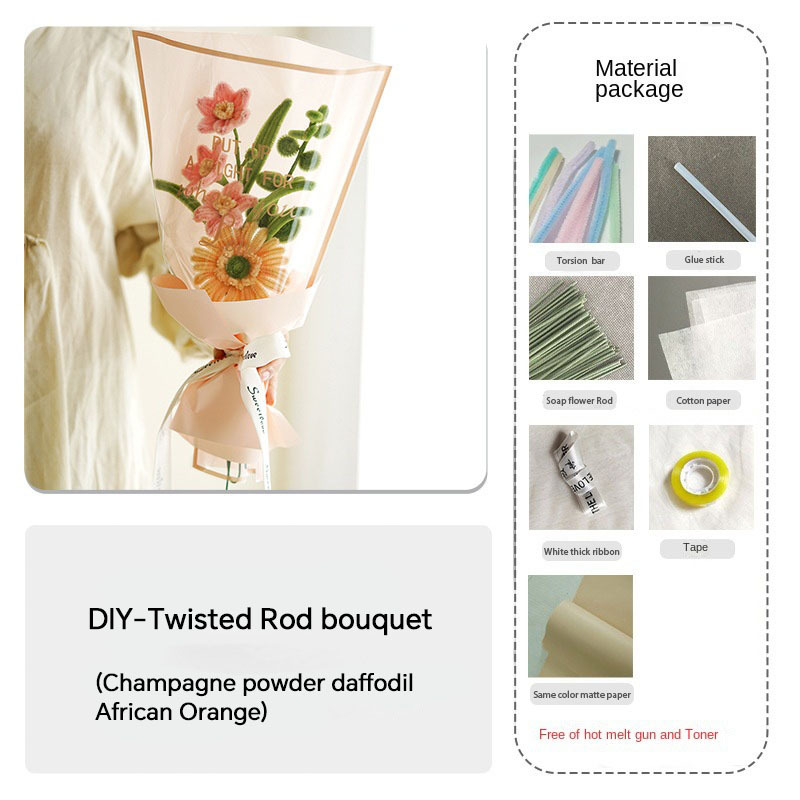 Handmade Cloth Flowers DIY Material Bouquet Weaving and Making Floral Fabric Gift Giving